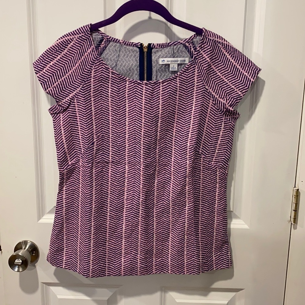 Southern Tide Chevron Pattern Fitted Blouse